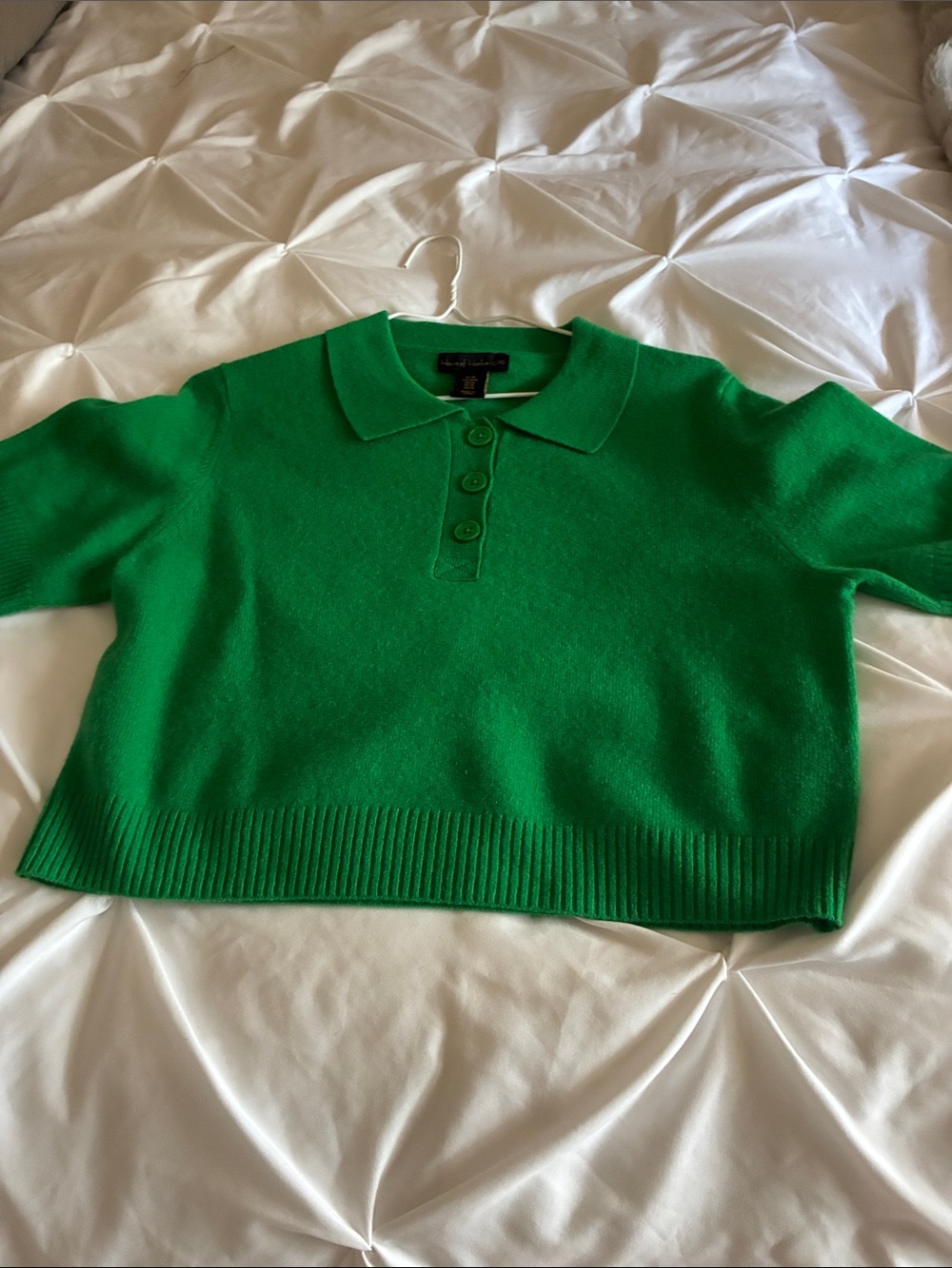 Women's Green Polo-Style Knit Sweater